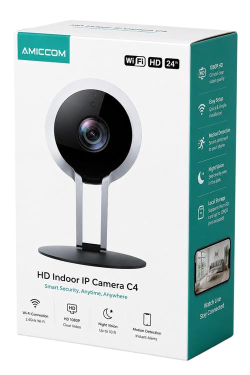 Amiccom HD Indoor WiFi Security Camera, 1080P Smart Home IP Camera with Night Vision C4